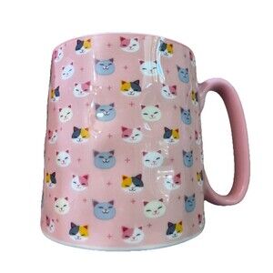 Pink Kitty Cat Faces Bella 10 Strawberry Street Mug Gift Coffee Tea Pink